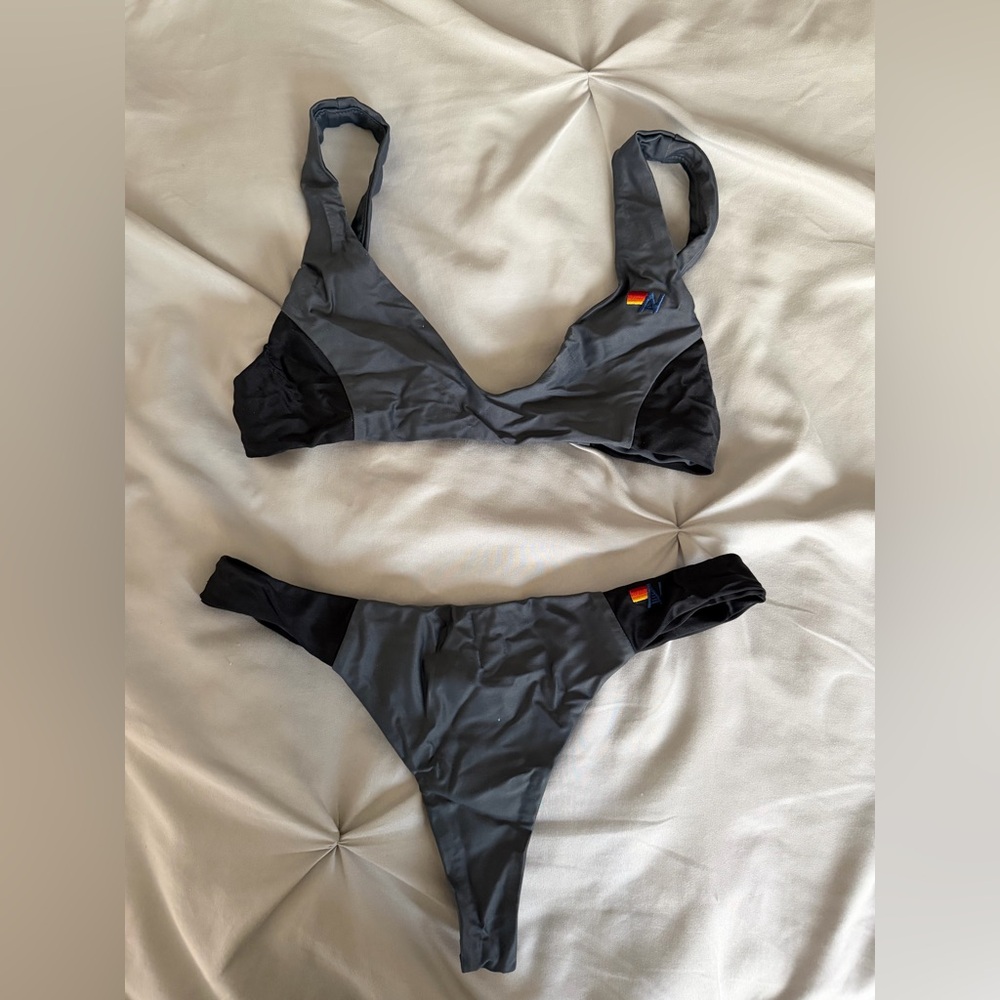 Aviator Nation Dark Gray Bikini Set